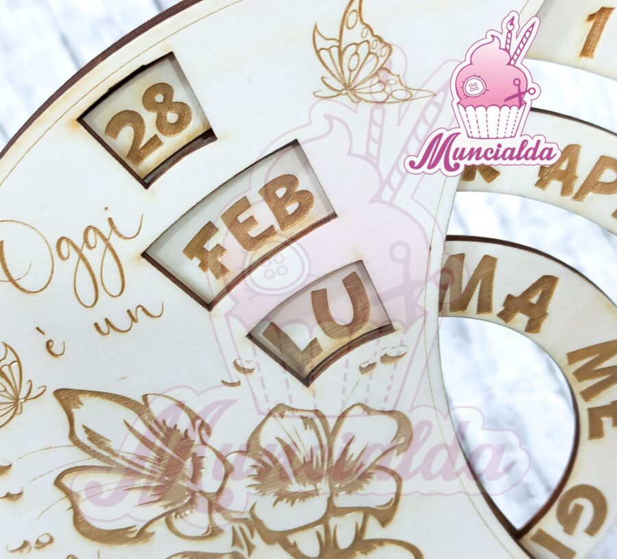 calendario perpetuo legno modello fiori