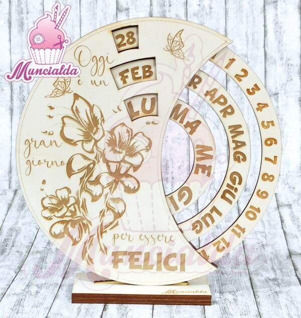 calendario perpetuo legno modello fiori