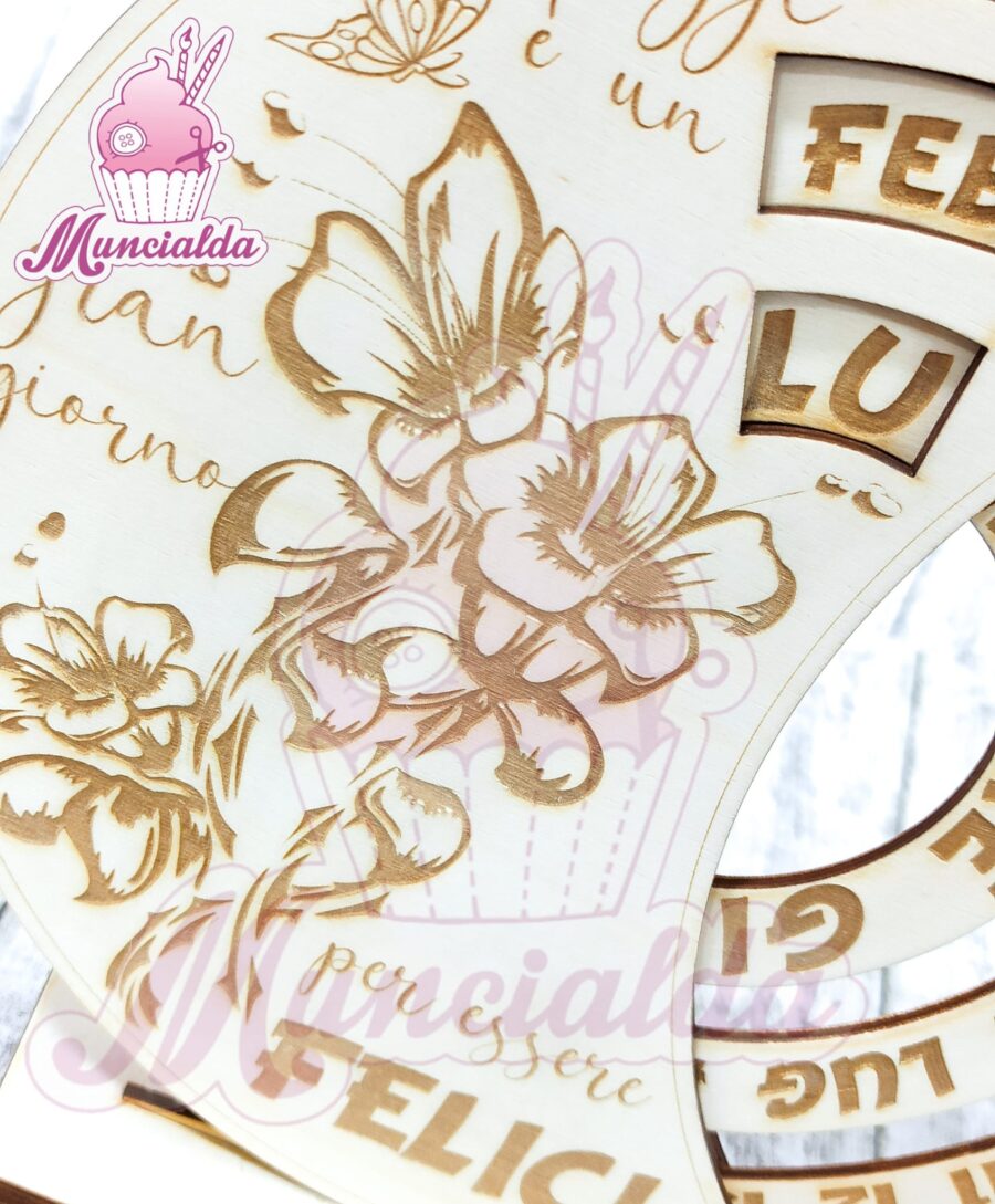 calendario perpetuo legno modello fiori