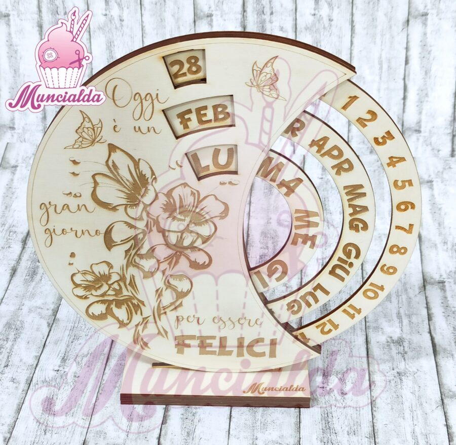 calendario perpetuo legno modello fiori