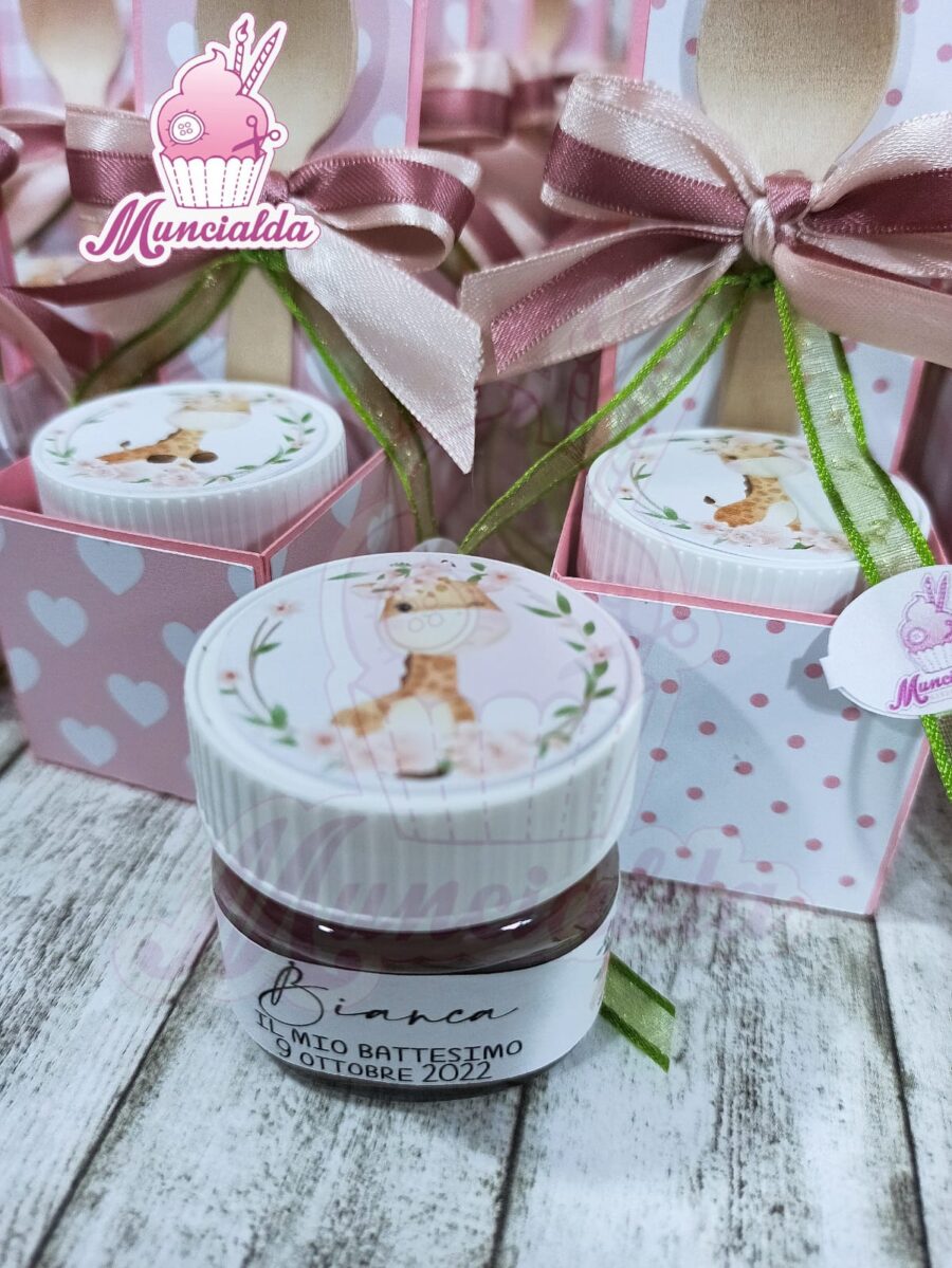 bomboniere nutelline battesimo bimba, modello giraffina