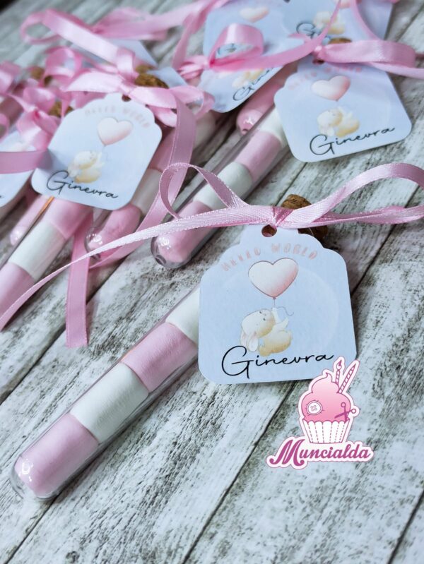 Bomboniera nascita bimba provetta marshmallows