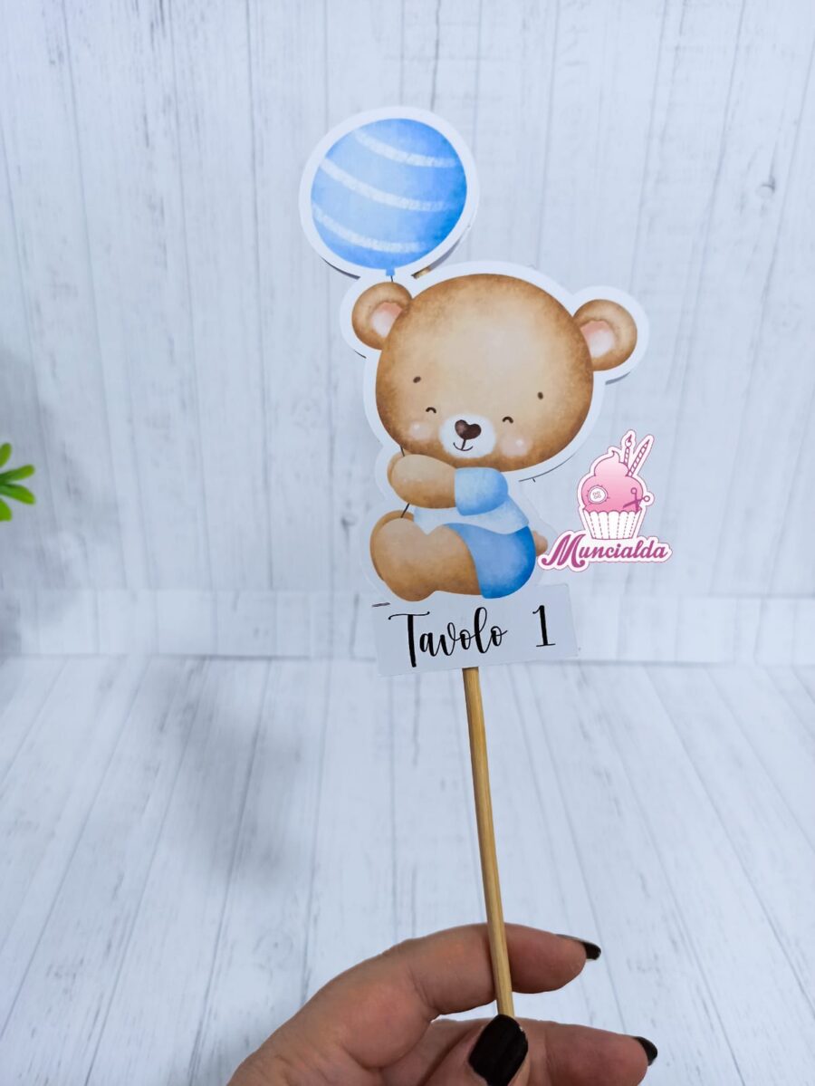 segnatavolo orsetto con palloncini