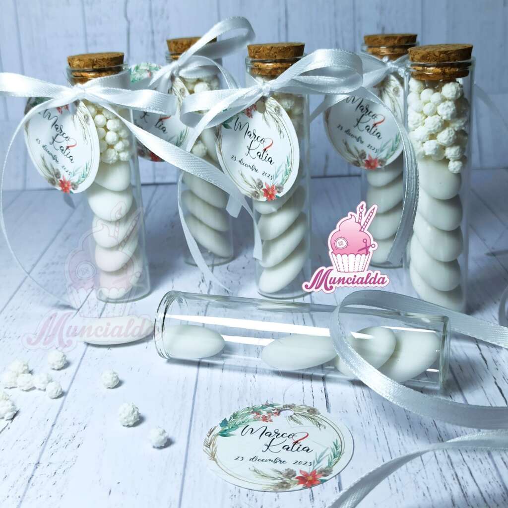 Contenitori Confetti Eleganti Provette Porta Confetti In Vetro Con Tappo Sughero - 48 Pezzi Da 10 Cm Per Bomboniere Matrimonio, Battesimo E Eventi Speciali Boccette Vetro - 6
