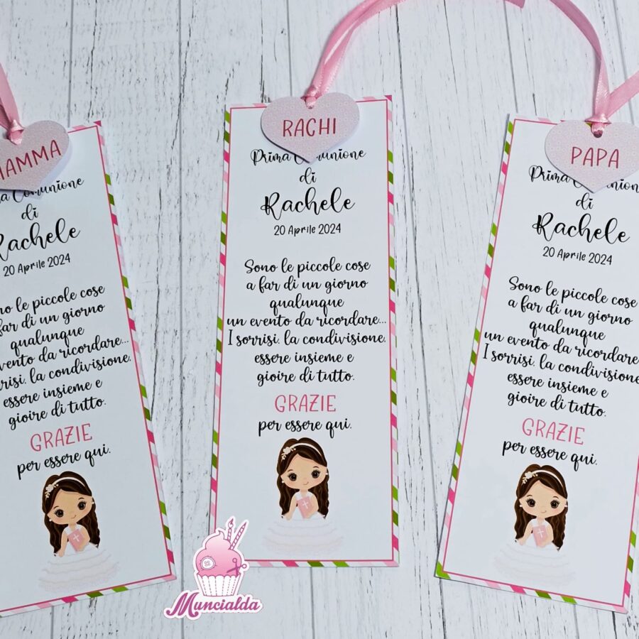 segnalibri segnaposto Comunione bimba