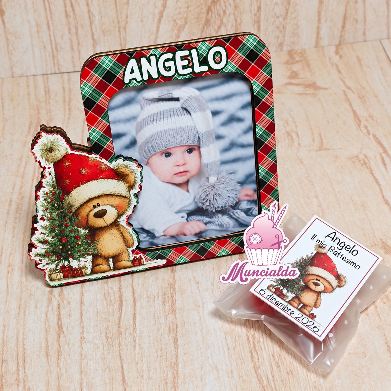 cornice in legno bomboniersa natale